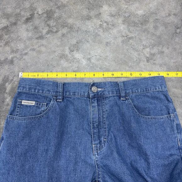 Vintage Y2K Calvin Klein Sz 8 Floral Patterned Unique Blue Denim Capri Pants - Picture 6 of 8